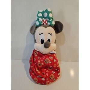 Disney Babies Baby Minnie Mouse in Swaddle / Hanging Blanket W Christmas Design
